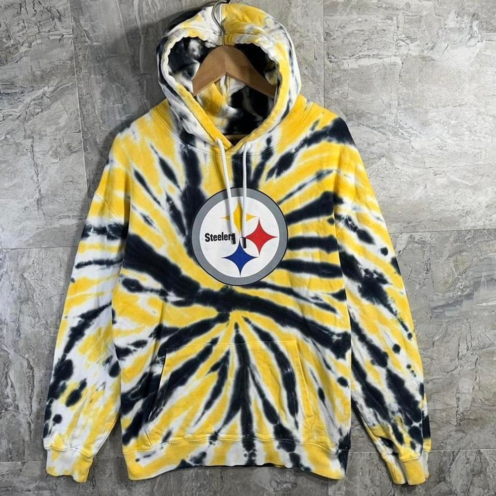 NFL Team Apparel Pittsburgh Steelers yellow tie-dye hoodie Mens Size S #steelers